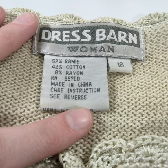 Vtg Y2K Embroidered Floral Cardigan Grandma Sweater Cottagecore Pointelle Sz 18 - Picture 6 of 7